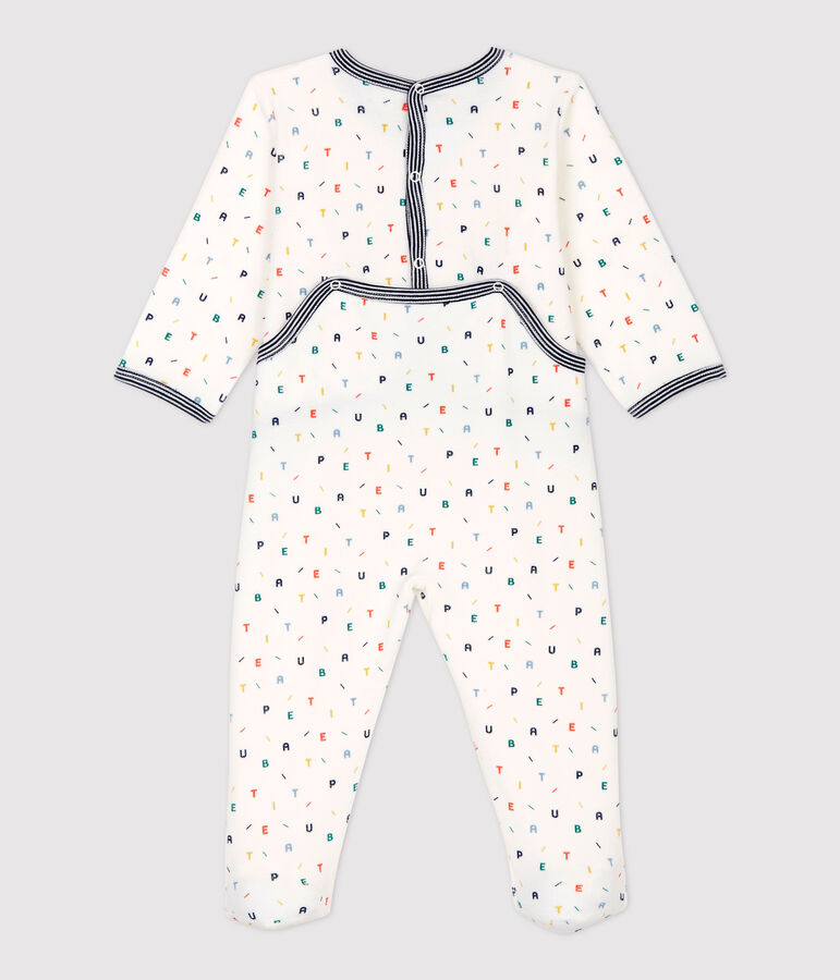 Babies' Velour Sleepsuit white/multicolor